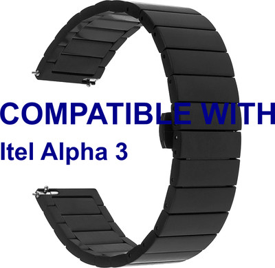 ACM WSM5F22BK3905 Watch Strap Steel Metal Belt 22mm for Itel Alpha 3 Smartwatch Black Smart Watch Strap(Black)