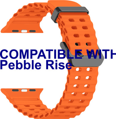 ACM Sliding 44mm 49mm Watch Strap Silicone Sports for Pebble Rise Smartwatch Orange Smart Watch Strap(Orange)