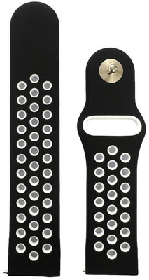 Melfo Dual Design Rubber Strap Compatible with Maxima Max Pro Brave Smart Watch Strap(Black, White)