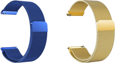 ACM Pack of 2 Watch Strap Magnetic for Fire Boltt Beast Pro Bsw016 (Blue/Gold) Smart Watch Strap(Mullti Color)