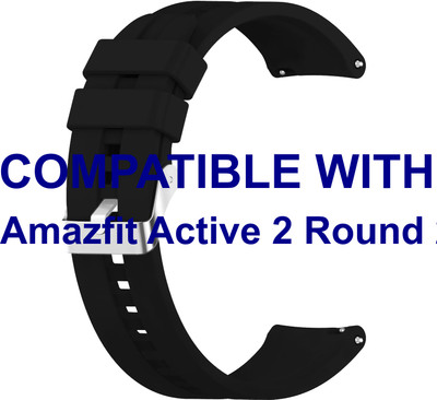 ACM WSM15C20BK3908 Watch Strap Silicone Hook Belt 20mm for Amazfit Active 2 Round 2r Smartwatch Black Smart Watch Strap(Black)