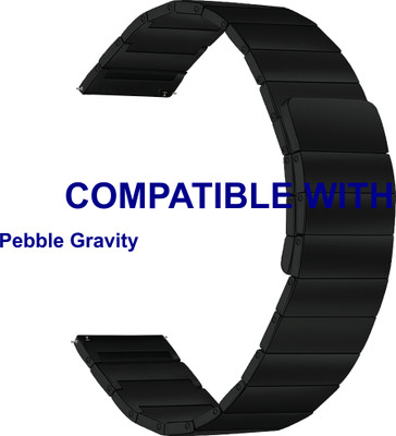 ACM WSM23K22BK3898 Watch Strap Magnetic Steel Belt 22mm for |Pebble| Gravity Smartwatch Black Smart Watch Strap(Black)