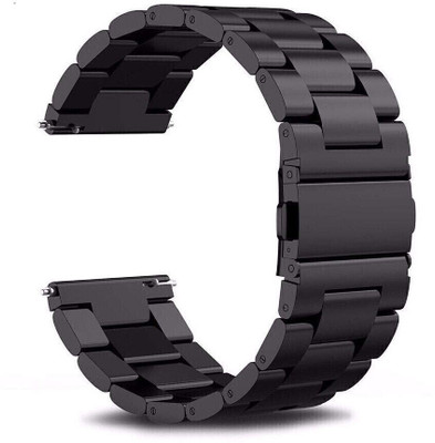PUNAK 22MM Stainless Steel Metal Chain Smartwatch Strap Smart Watch Strap(Black)