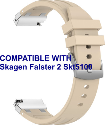 ACM WSM36X20ST1336 Watch Strap Metal Hook Silicone 20mm for Skagen Falster 2 Skt5100 Smartwatch Starlight Smart Watch Strap(White)
