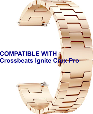 ACM WSM37Y22RSG3034 Watch Strap Metal Steel 22mm for Crossbeats Ignite Crux Pro Smartwatch Belt Rose Gold Smart Watch Strap(Gold)