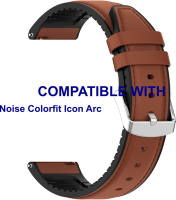 ACM WSM33U22BR3932 Watch Strap Leather Silicone Belt 22mm for Noise Colorfit Icon Arc Smartwatch Brown Smart Watch Strap(Brown)