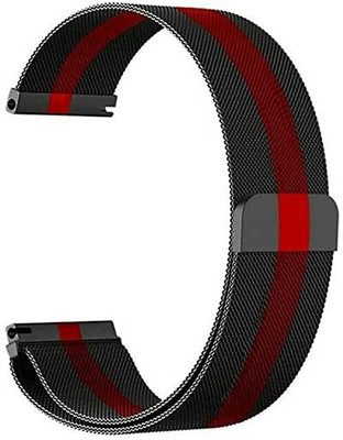 Big Wings 22mm Premium Stainless Steel Strap Compatible with NOISE VISION 2 /VISION 2 BUZZ Smart Watch Strap(Black, Red)