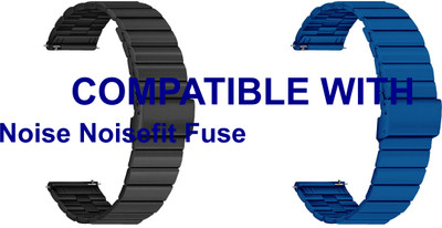 ACM WSM20H22BKBL3265 Pack of 2 Watch Strap Adjustable Steel 22mm for Noise Noisefit Fuse Smartwatch (Black/Blue) Smart Watch Strap(Mullti Color)