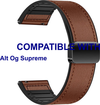 ACM WSM28P22BR5001 Watch Strap Leather Magnetic Silicone Belt 22mm for |Alt Og Supreme Smartwatch Brown Smart Watch Strap(Brown)