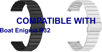 ACM WSM20H20BKSL3437 Pack of 2 Watch Strap Adjustable Steel 20mm for Boat Enigma R32 Smartwatch (Black/Silver) Smart Watch Strap(Mullti Color)