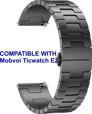 ACM WSM37Y22BK1147 Watch Strap Metal Steel 22mm for Mobvoi Ticwatch E2 Smartwatch Black Smart Watch Strap(Black)