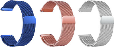 ACM Pack of 3 Watch Strap Magnetic for Fossil Q Grant Hybrid (Blue/Rose Gold/Silver) Smart Watch Strap(Mullti Color)