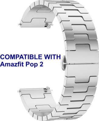 ACM WSM37Y22SL2957 Watch Strap Metal Steel 22mm for Amazfit Pop 2 Smartwatch Belt Silver Smart Watch Strap(Silver)