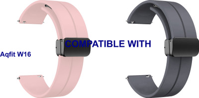 ACM WSM19G22CPKGY2836 Pack of 2 Watch Strap Magnetic Clasp 22mm for Aqfit W16 Smartwatch (Creame Pink/Grey) Smart Watch Strap(Mullti Color)