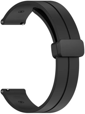 Melfo Folding Buckle Strap Compatible with Pebble Ascent Smart Watch Smart Watch Strap(Black)