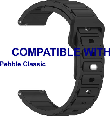 ACM Watch Strap Silicone Belt Button for Pebble Classic Smartwatch Black Smart Watch Strap(Black)