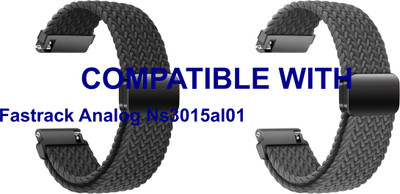 ACM WSM26N22BKGY4047 Pack of 2 Watch Strap Woven Braided Magnetic Belt 22mm for Fastrack Analog Ns3015al01 (Black/Grey) Smart Band Strap(Mullti Color)