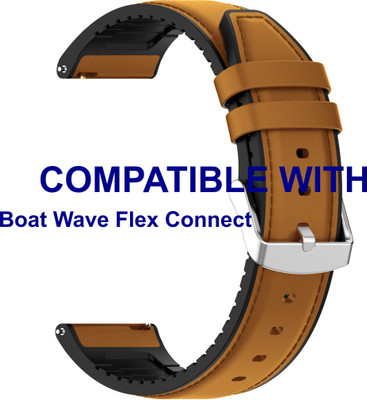 ACM Watch Strap Leather Silicone for Boat Wave Flex Connect Smartwatch Gold Smart Watch Strap(Gold)