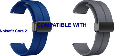 ACM WSM19G22DBLGY2797 Pack of 2 Watch Strap Magnetic Clasp 22mm for Noisefit Core 2 Smartwatch (Dark Blue/Grey) Smart Watch Strap(Mullti Color)