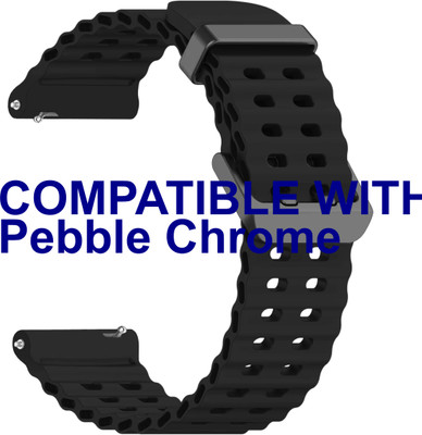ACM WSM40B22BK3485 Watch Strap Silicone Sports for Pebble Chrome Smartwatch Belt Black Smart Watch Strap(Black)