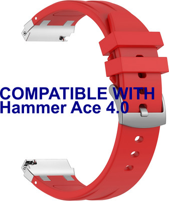 ACM Watch Strap Metal Hook Silicone 20mm for Hammer Ace 4.0 Smartwatch Belt Red Smart Watch Strap(Red)
