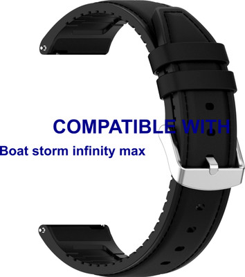 ACM WSM33U22BK3917 Watch Strap Leather Silicone Belt 22mm for Boat storm infinity max Smartwatch Black Smart Watch Strap(Black)