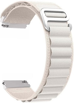 KHR 20mm Nylon Loop Belt for Realme, Noise Colorfit, Fireboltt, Boat for All 20MM Smart Watch Strap(White)