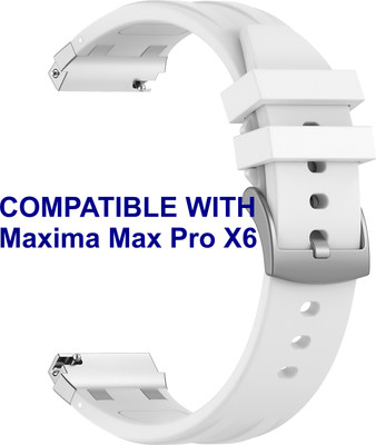 ACM WSM36X20WT2303 Watch Strap Metal Hook Silicone 20mm for Maxima Max Pro X6 Smartwatch White Smart Watch Strap(White)