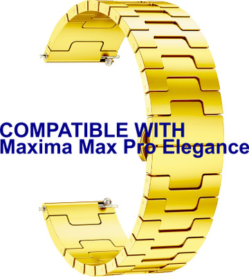 ACM Watch Strap Metal Steel for Maxima Max Pro Elegance Smartwatch Gold Smart Watch Strap(Gold)