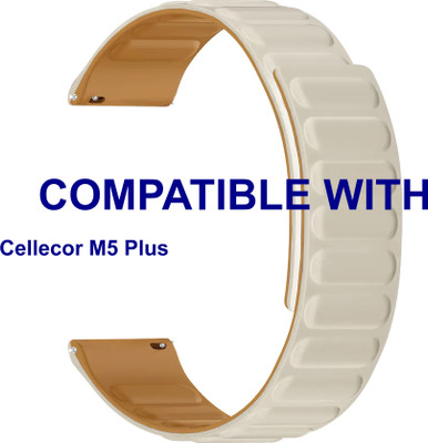 ACM WSM16D22WT3880 Watch Strap Magnetic Loop Belt 22mm for Cellecor M5 Plus Smartwatch White Smart Watch Strap(White)