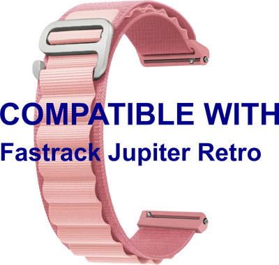 ACM WSM17E22CPK3904 Watch Strap Nylon Hook Belt 22mm for |Fastrack Jupiter Retro Smartwatch Creame Pink Smart Watch Strap(Pink)
