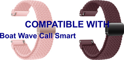 ACM WSM26N22PKPU3890 Pack of 2 Watch Strap Woven Braided Magnetic Belt 22mm for Boat Wave Call Smart Smartwatch (Pink/Purple) Smart Watch Strap(Mullti Color)