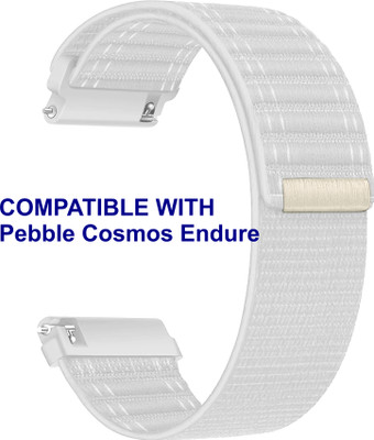 ACM WSM39A22WT3051 Watch Strap Nylon Soft 22mm for Pebble Cosmos Endure Smartwatch Belt White Smart Watch Strap(White)