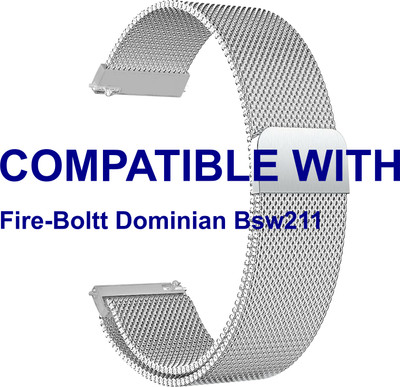 ACM WSM4M22SL3892 Watch Strap Magnetic Belt 22mm for |Fire-Boltt Dominian Bsw211 Smartwatch Silver Smart Watch Strap(Silver)