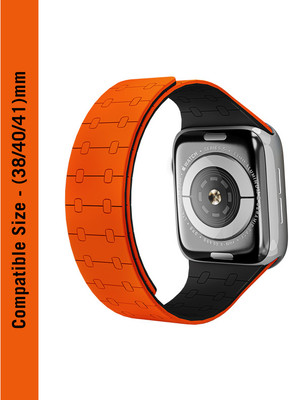 DailyObjects Orange Lightweight Velour Snap On Smartwatch Wrist Band/Straps | Compatible With Apple Watchbands (38/40/41mm) | High Strength Silicone With Water Resistant Material | Magnetic Closure | Adjustable Strap For Apple Ultra iWatch Series SE 9 8 7 6 5 4 3 2 1 Smart Watch Strap(Orange)