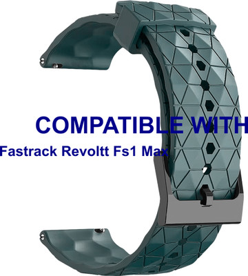ACM Watch Strap Silicone Designer Belt for Fastrack Revoltt Fs1 Max Smartwatch Cyan Blue Smart Watch Strap(Blue)