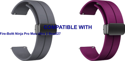 ACM WSM19G22GYPU5027 Pack of 2 Watch Strap Magnetic Clasp Belt 22mm for Fire-Boltt Ninja Pro Max Ultra 2 Bsw227 Smartwatch (Grey/Purple) Smart Watch Strap(Mullti Color)