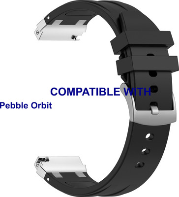 ACM WSM36X22BK3779N1 Watch Strap Metal Hook Silicone 22mm for New |Pebble|| Orbit| Smartwatch Black Smart Watch Strap(Black)