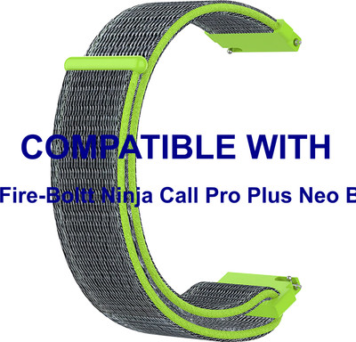 ACM WSM3V20GR3858 Watch Strap Nylon Loop 20mm for Fire-Boltt Ninja Call Pro Plus Neo Bsw053 Smartwatch Green Smart Watch Strap(Green)