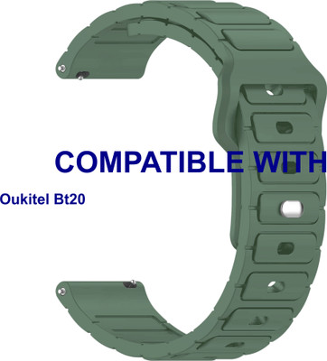 ACM WSM32T22GR3886 Watch Strap Silicone Belt Button 22mm for Oukitel Bt20 Smartwatch Green Smart Watch Strap(Green)