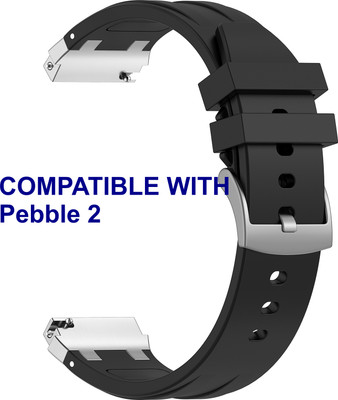 ACM WSM36X22BK1171 Watch Strap Metal Hook Silicone 22mm for Pebble 2 Smartwatch Black Smart Watch Strap(Black)
