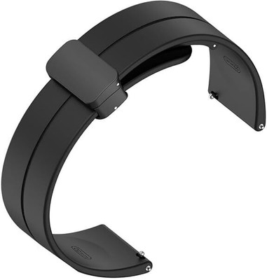RUPELIK 22mm Silicon Strap Compatible for All 22mm watches(Check Image and Description) Smart Watch Strap(Black)