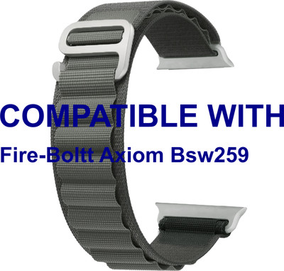 ACM WSM17E40GY1697 Sliding 44mm 49mm Watch Strap Nylon Hook for Fire-Boltt Axiom Bsw259 Smartwatch Grey Smart Watch Strap(Grey)