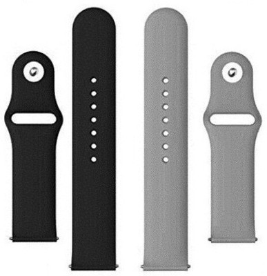 BLACK LOVIES 22MM SOFT SILICON BELT Smart Watch Strap(Black, Grey)