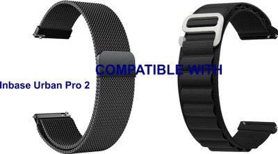 ACM WSM417B22BKBK2896 Pack of 2 Watch Strap Metal & Nylon 22mm for Inbase Urban Pro 2 Smartwatch (Black) Smart Watch Strap(Mullti Color)