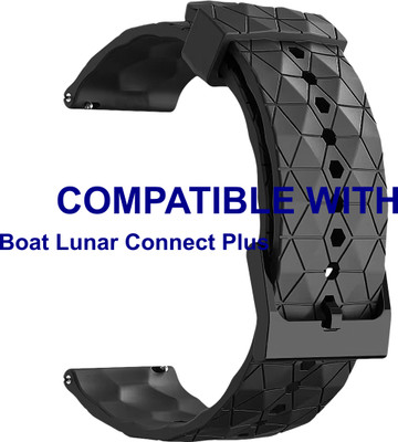 ACM Watch Strap Silicone Designer Belt for Boat Lunar Connect Plus Smartwatch Black Smart Watch Strap(Black)