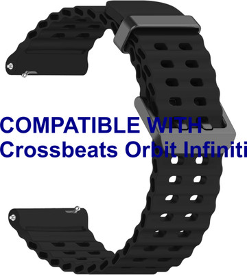 ACM WSM40B22BK2641 Watch Strap Silicone Sports 22mm for Crossbeats Orbit Infiniti Smartwatch Black Smart Watch Strap(Black)