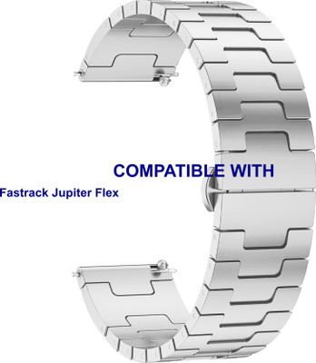 ACM WSM37Y22SL5026 Watch Strap Metal Steel Belt 22mm for Fastrack Jupiter Flex Smartwatch Silver Smart Watch Strap(Silver)