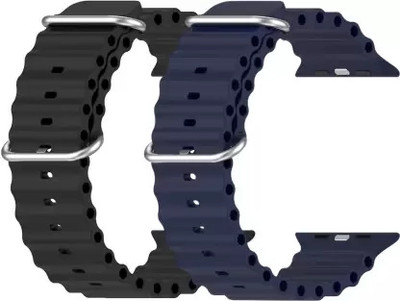 Firetook Ocean Strap Loop Nylon Bands/Straps Compatible with Watch T55/T550 W26, 49mm 45mm 44mm 42mm Men & Women, Adjustable Strap with Metal G-Hook Premium Strap for iWatch Ultra Series SE 8 7 6 5 4 3 2 1 Smart Watch Strap Smart Watch Strap(Black, Blue)