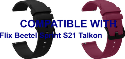 ACM WSM25M22BKPU2959 Pack of 2 Watch Strap Silicone Hook 22mm for Flix Beetel Sprint S21 Talkon Smartwatch (Black/Purple) Smart Watch Strap(Mullti Color)